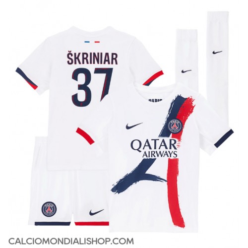 Maglie da calcio Paris Saint-Germain Milan Skriniar #37 Seconda Maglia Bambino 2024-25 Manica Corta (+ Pantaloni corti)